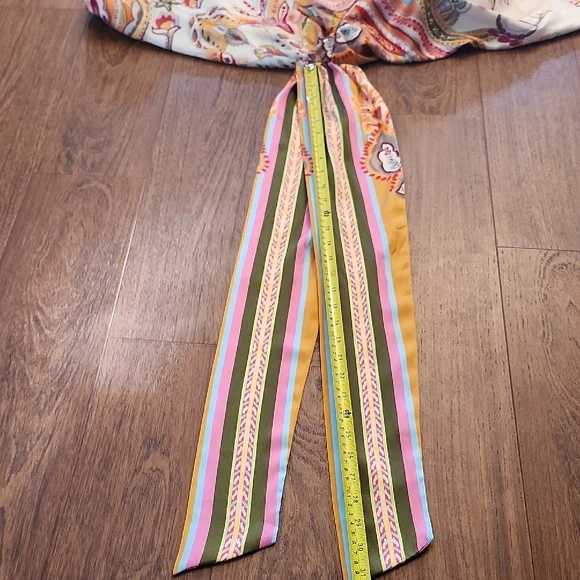 Antonio Melani Roxanne Paisley Midi Shirt Dress Tie Waist Ruching Sz 2 - Picture 12 of 12